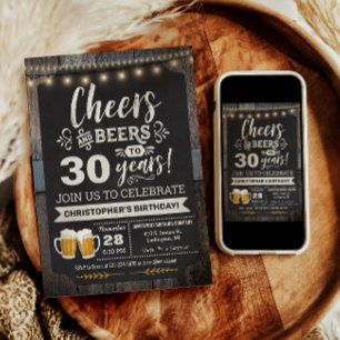 Surprise Cheers and Beers 30th Birthday Invitation