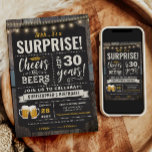 Surprise Cheers and Beers 30th Birthday Invitation<br><div class="desc">Surprise Cheers and Beers 30th Birthday Invitation featuring chalk board and lettering with customise-able age.</div>