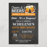 Surprise Cheers and Beers 40th Birthday Invitation<br><div class="desc">Surprise Cheers and Beers 40th Birthday Invitation Card. Adult Birthday. Orange. 16th 18th 21st 30th 40th 50th 60th 70th 80th 90th 100th. Any Age. For further customisation,  please click the "Customise it" button and use our design tool to modify this template.</div>