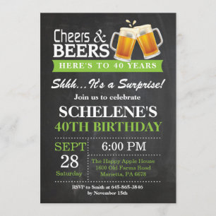 Surprise Cheers and Beers 40th Birthday Invitation