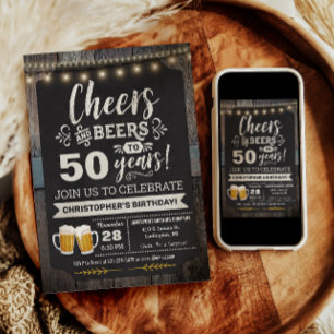 Surprise Cheers and Beers 50th Birthday Invitation