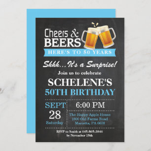 Surprise Cheers and Beers 50th Birthday Invitation