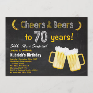 Surprise Cheers and Beers 70th Birthday Invitation