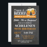 Surprise Cheers and Beers 90th Birthday Invitation<br><div class="desc">Surprise Cheers and Beers 90th Birthday Invitation Card. Adult Birthday. Orange. 16th 18th 21st 30th 40th 50th 60th 70th 80th 90th 100th. Any Age. For further customisation,  please click the "Customise it" button and use our design tool to modify this template.</div>