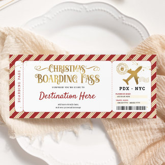 Surprise Christmas Boarding Pass Gift Ticket Invitation