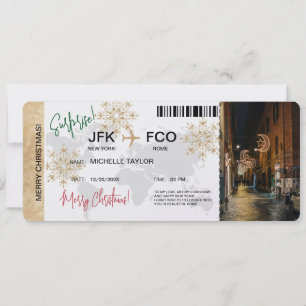 Surprise Christmas Boarding Pass Trip Ticket Invitation