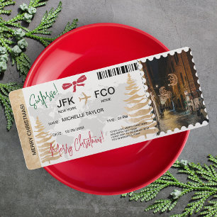 Surprise Christmas Boarding Pass Trip Ticket Invitation