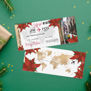 Surprise Christmas Boarding Pass Trip Ticket Invitation