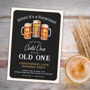 Surprise Cold One With Old One Beer 50th Birthday Invitation