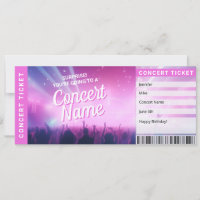 Surprise Concert Gift Ticket Music Reveal Card