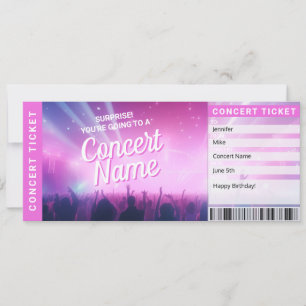 Surprise Concert Gift Ticket Music Reveal Card