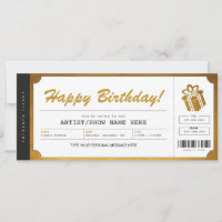 Surprise Concert Gold Gift Ticket Invitation