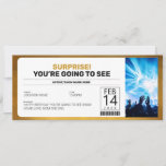 Surprise Concert Gold Gift Ticket Voucher Invitation<br><div class="desc">EDITABLE. Surprise Concert Gold Gift Ticket Voucher. A gift idea to surprise your loved one to a concert show! This ticket template can be used for any occasion. You can upload your own photo. Please upload a portrait/vertical photo. Personalise yours today! For a custom voucher/certificate, please send me a message...</div>