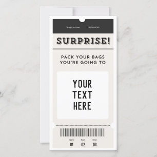Surprise! Custom Text Ticket Boarding Pass