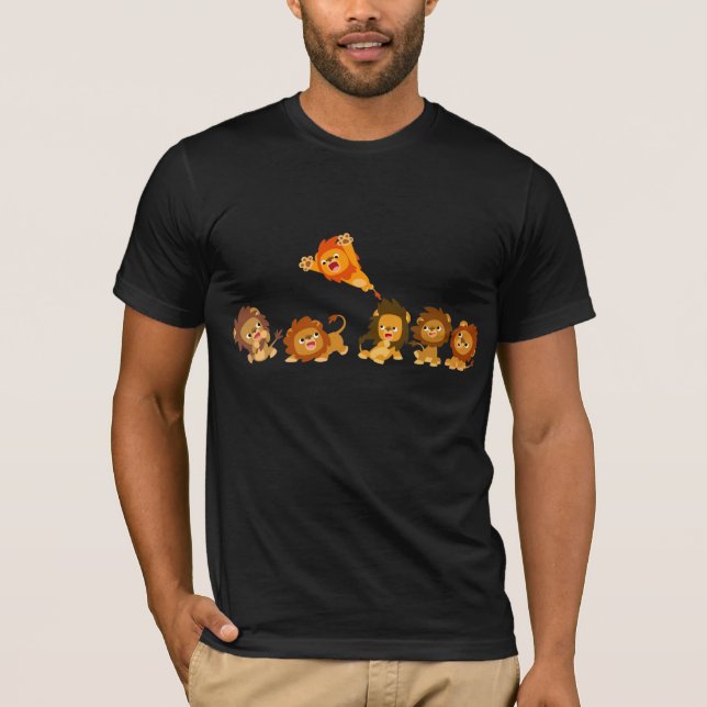 "Surprise!!" Cute Cartoon Lions T-Shirt (Front)