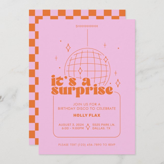 Surprise Disco Party Invitations (Front/Back)