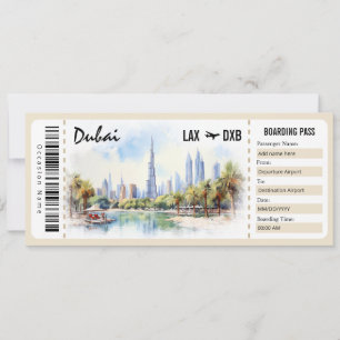 Surprise Dubai Boarding Pass Gift Certificate Invitation
