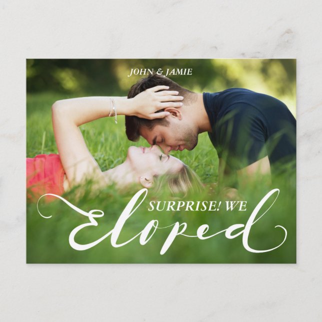 Surprise Elopement Wedding Announcement Postcard (Front)