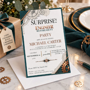 Surprise Engineer Retirement Celebration Party Invitation