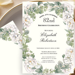 Surprise Floral Border Women's 82nd Birthday Invitation