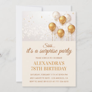 Surprise Gold Balloons 78th birthday Invitation