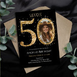 Surprise Gold Glitter 50th Birthday Photo Invitation<br><div class="desc">50th Birthday Gold Glitter Photo party template. Available as a digital download printable.
Custom,  personalised,  editable download</div>