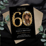 Surprise Gold Glitter 60th Birthday Photo Invitation<br><div class="desc">60th Birthday Gold Glitter Photo party template. Available as a digital download printable.
Custom,  personalised,  editable download</div>