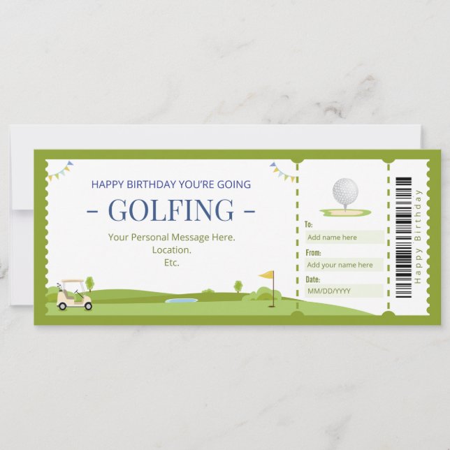 Surprise Golf Gift Certificate Invitation (Front)
