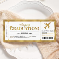 Surprise Graduation Boarding Pass Gold Gift Ticket