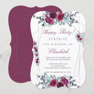 Surprise Happy Thirty floral women 30th birthday Invitation