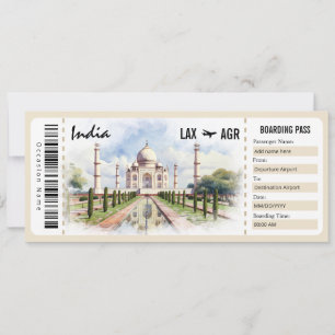 Surprise India Boarding Pass Gift Certificate Invitation