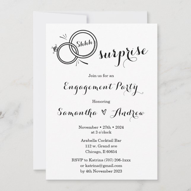 Surprise Invitations to Engagement Party (Front)