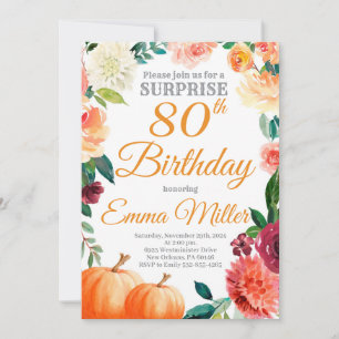 Surprise invite, Pumpkins Autumn Birthday Invitation