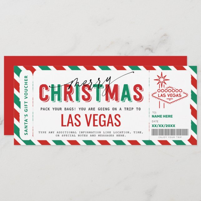 Surprise Las Vegas Trip Gift Ticket Voucher (Front/Back)