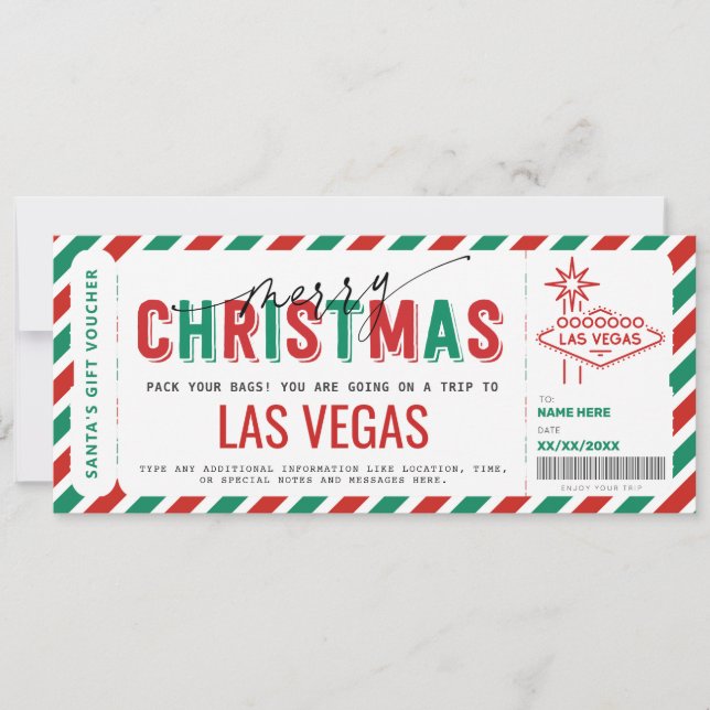 Surprise Las Vegas Trip Gift Ticket Voucher Invitation (Front)
