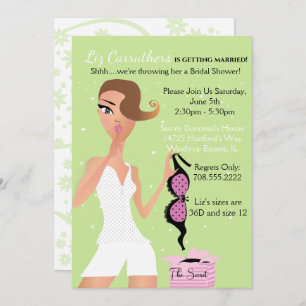 Surprise Lingerie Bridal Shower Green Sparkle Invitation