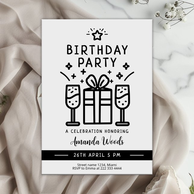 Surprise Minimalist Birthday Bash Invitation (Creator Uploaded)