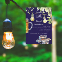 Surprise Navy 40th BBQ Birthday Invitation