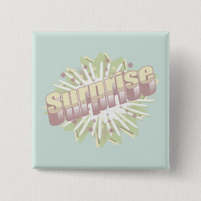 Surprise onomatopoeia explosion 15 cm square badge (Front)