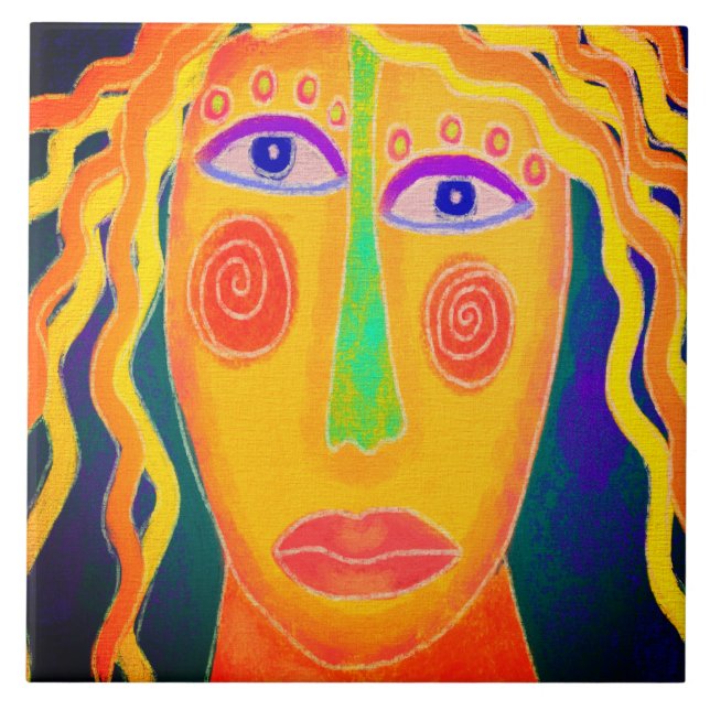 Surprise!  Original Abstract Digital Painting  Ceramic Tile (Front)