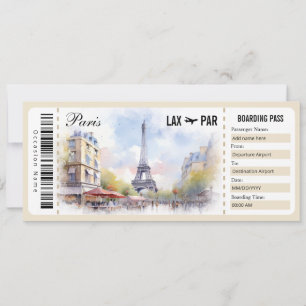 Surprise Paris Boarding Pass Gift Certificate Inv Invitation