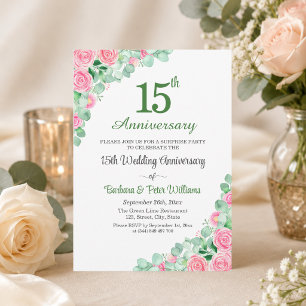 Surprise Party 15th Wedding Anniversary Roses Invitation
