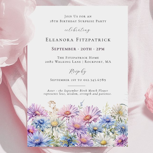 SURPRISE PARTY 18th September Birth Month Flower Invitation (Creator Uploaded)
