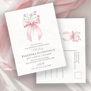 SURPRISE PARTY 19th Birthday Bow Wildflower Invitation Postcard