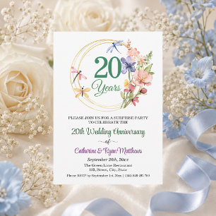 Surprise Party 20th Wedding Anniversary Floral Invitation