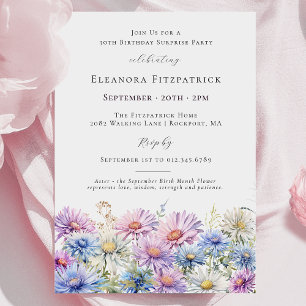 SURPRISE PARTY 30th September Birth Month Flower Invitation