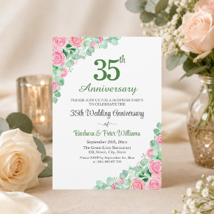 Surprise Party 35th Wedding Anniversary Roses Invitation