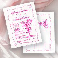 SURPRISE PARTY 40th Birthday Pink Doodle Martini