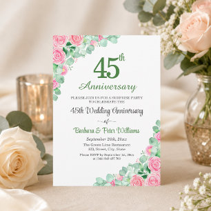 Surprise Party 45th Wedding Anniversary Roses Invitation