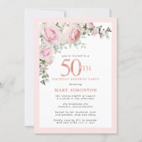 SURPRISE PARTY 50th Birthday Pink Rose Floral 